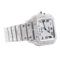 Iced Out Cartier Santos Stainless Steel with Aftermarket Diamond Dial - Palazzolo Watches