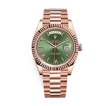 Rolex Day-Date 40 Rose Gold Olive Green Dial - Palazzolo Watches