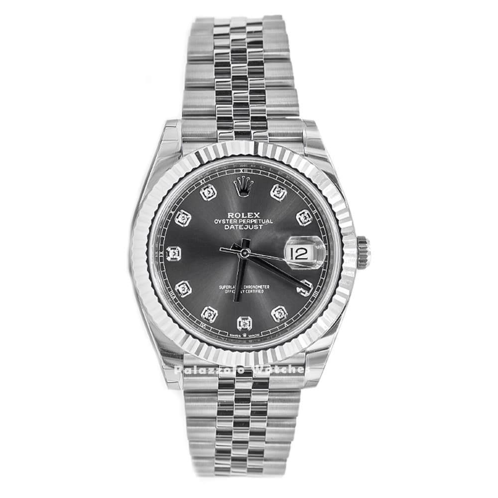 Rolex Datejust 41 with Fluted Bezel, Diamond Set Grey Dial and Jubilee Bracelet - Palazzolo Watches