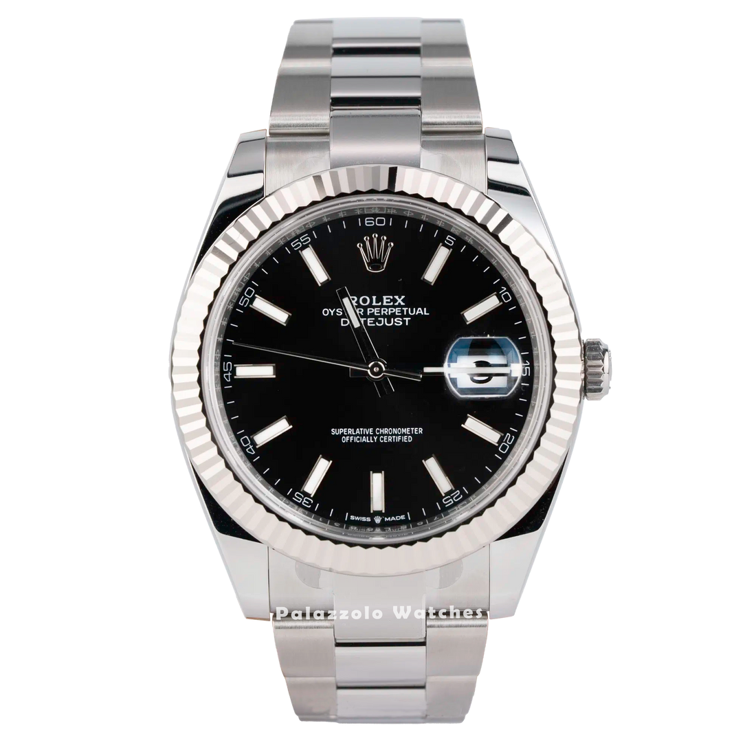 Rolex Datejust 41 Black Index with Fluted Bezel & Oyster Bracelet - Palazzolo Watches