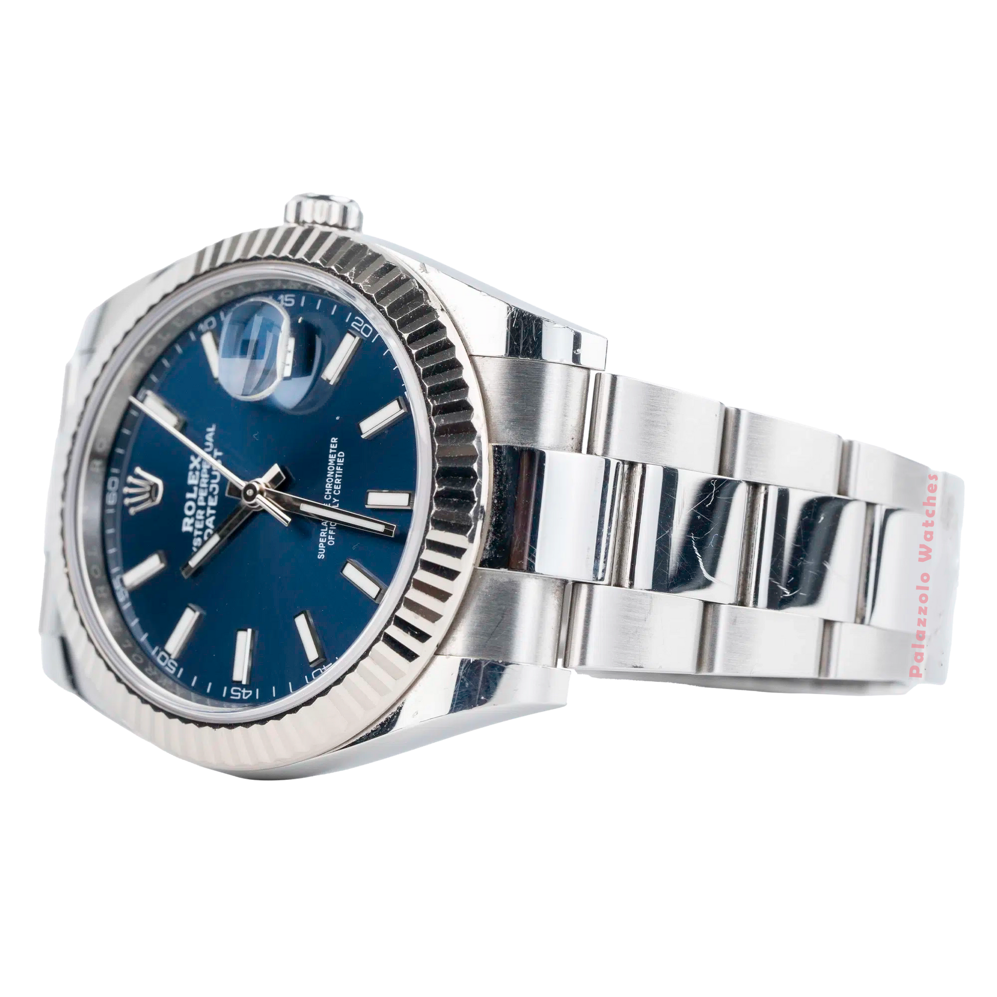 Rolex Datejust 41mm Blue dial with Fluted Bezel & Oyster Bracelet - Palazzolo Watches
