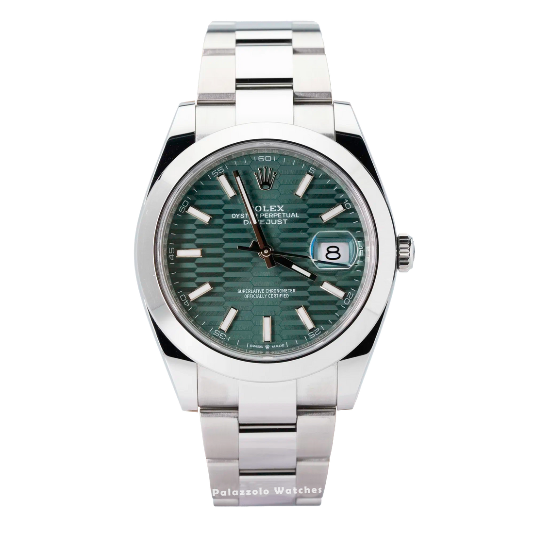 Rolex Datejust 41 Green Motif with Smooth Bezel & Oyster Bracelet - Palazzolo Watches