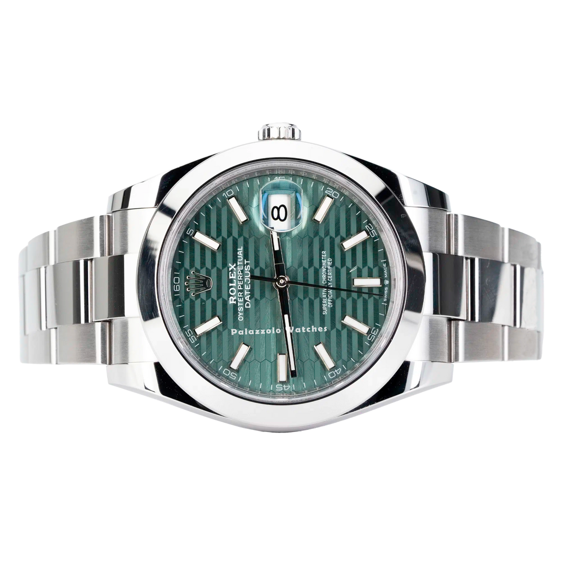 Rolex Datejust 41 Green Motif with Smooth Bezel & Oyster Bracelet - Palazzolo Watches