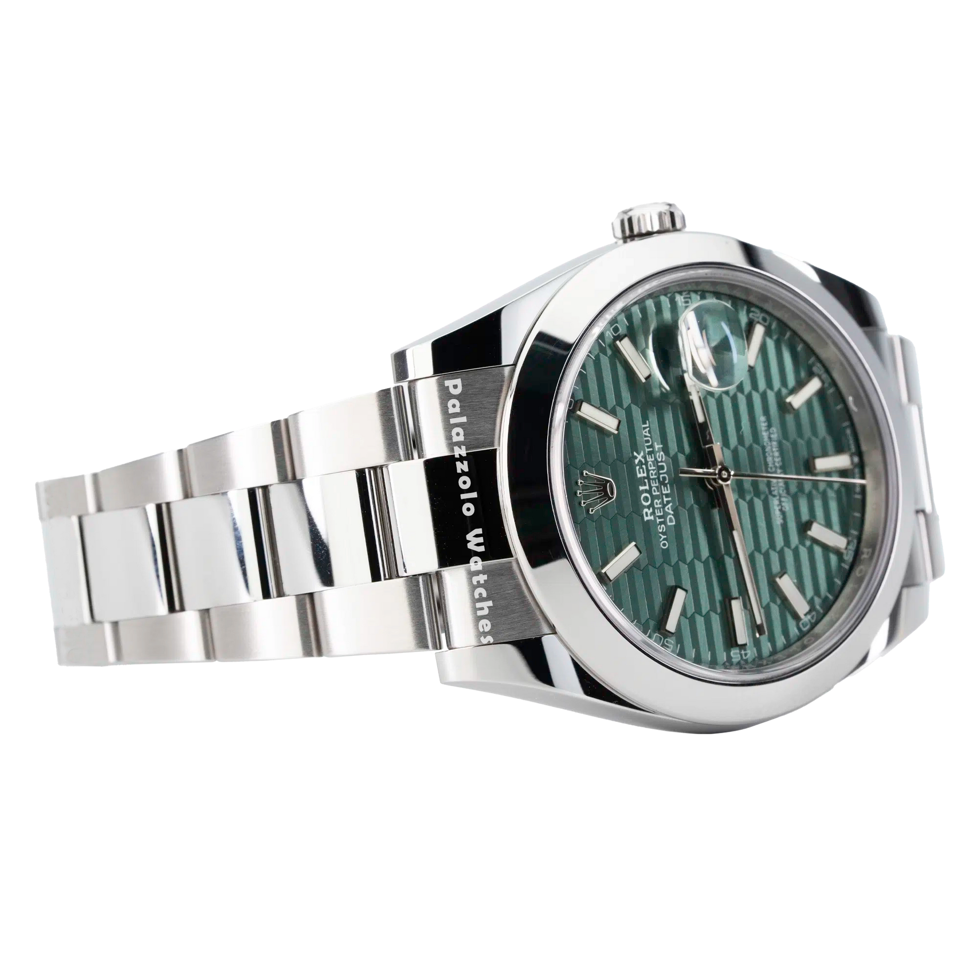 Rolex Datejust 41 Green Motif with Smooth Bezel & Oyster Bracelet - Palazzolo Watches