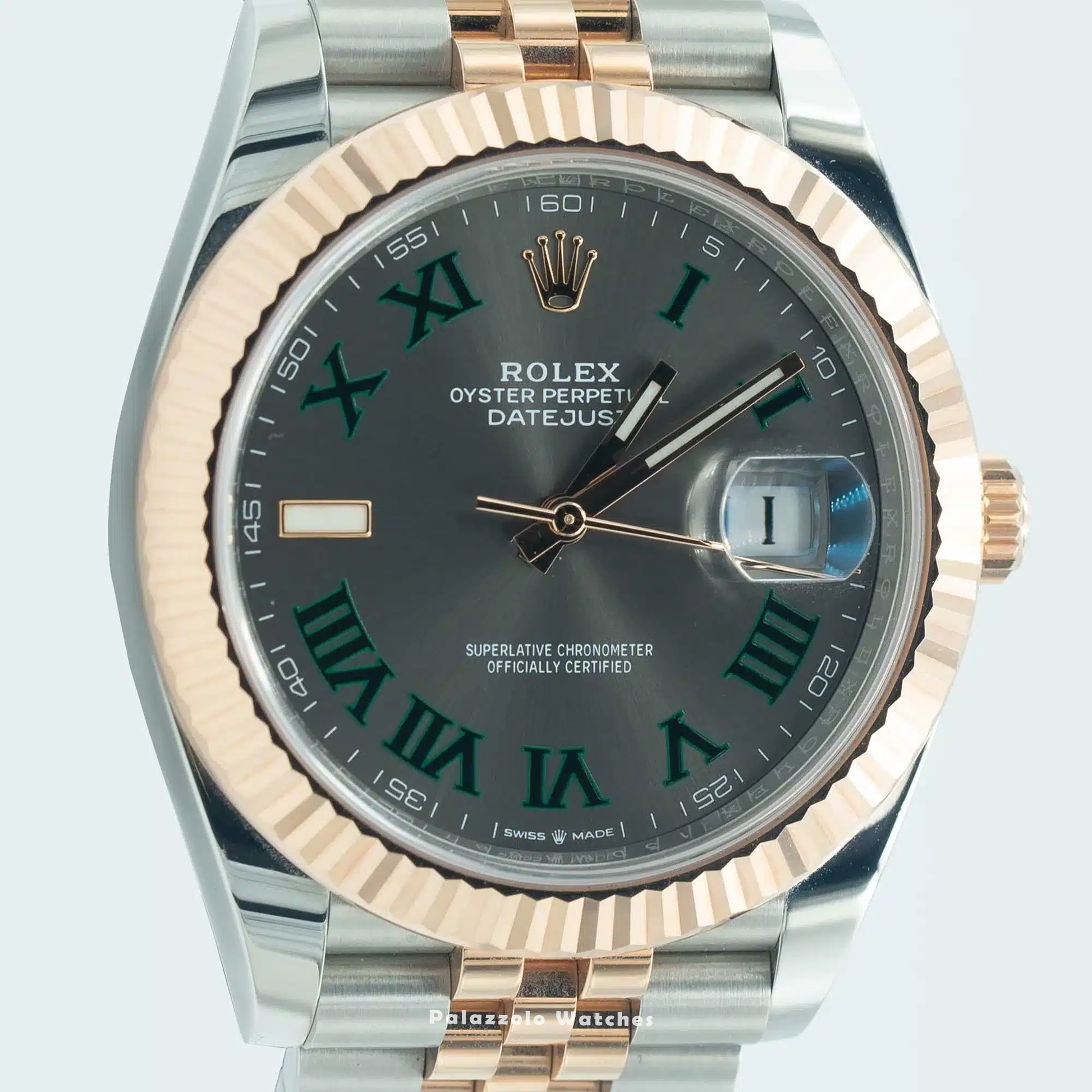 Rolex Datejust 41 Rose Gold Two Tone Wimbledon with Jubilee Bracelet - Palazzolo Watches