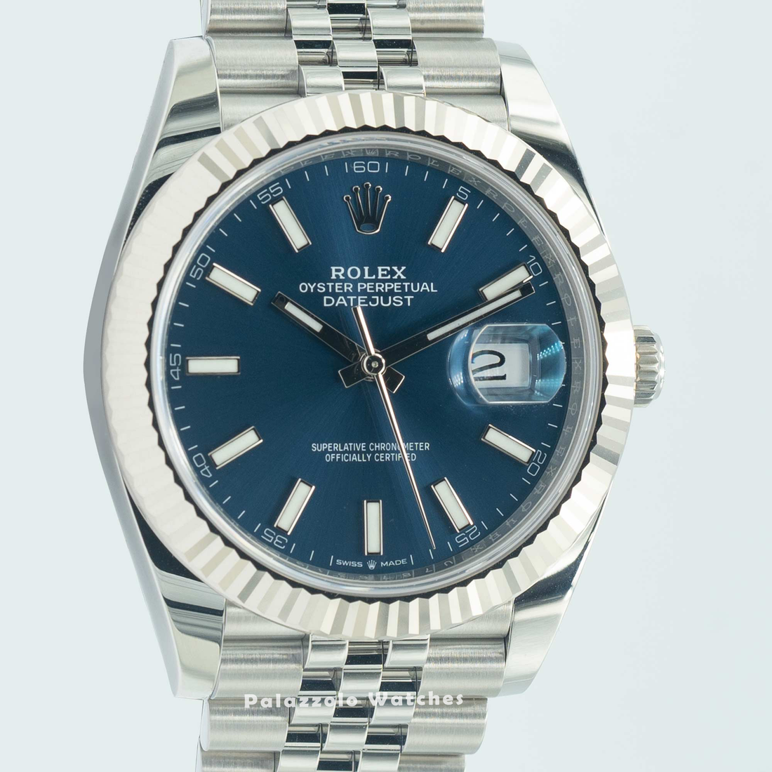 Rolex Datejust 41 Blue Dial with Fluted Bezel and Jubilee Bracelet - Palazzolo Watches