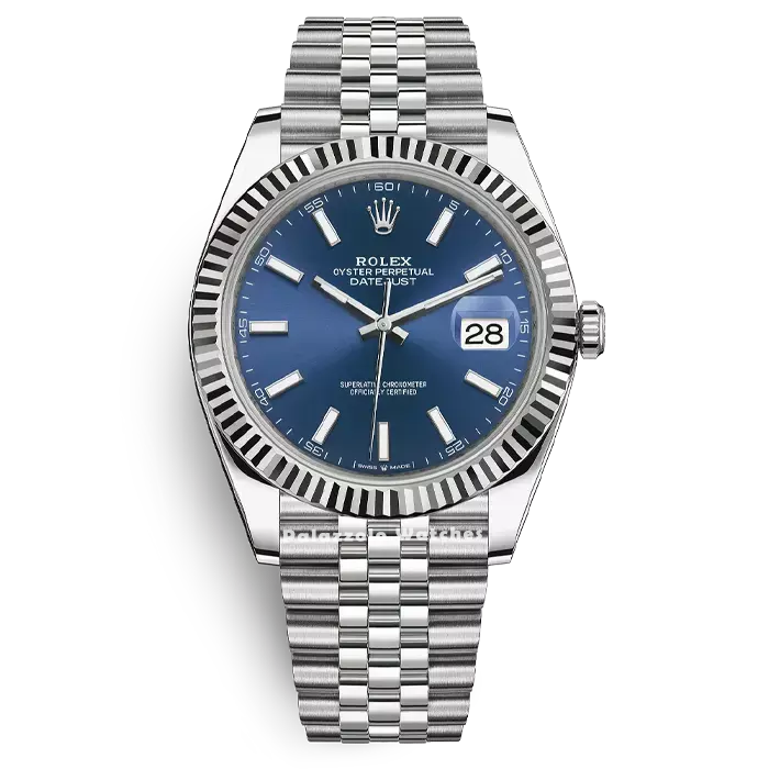 Rolex Datejust 41 Blue Dial with Fluted Bezel and Jubilee Bracelet - Palazzolo Watches