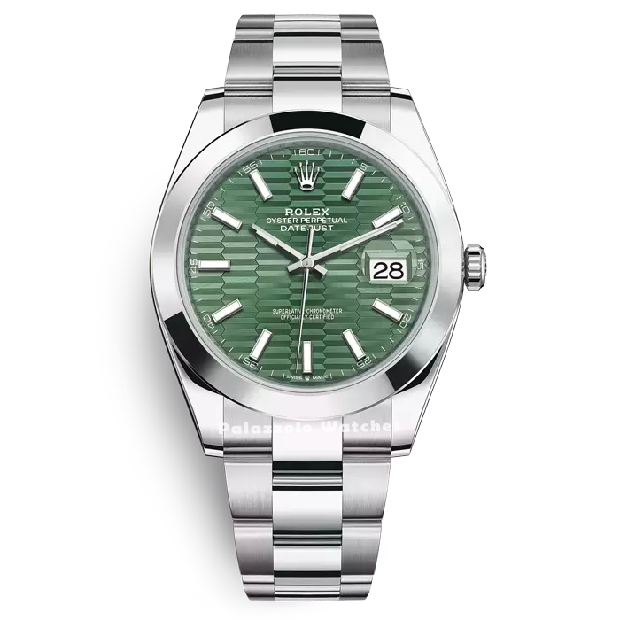 Rolex Datejust 41 Green Motif with Smooth Bezel & Oyster Bracelet - Palazzolo Watches