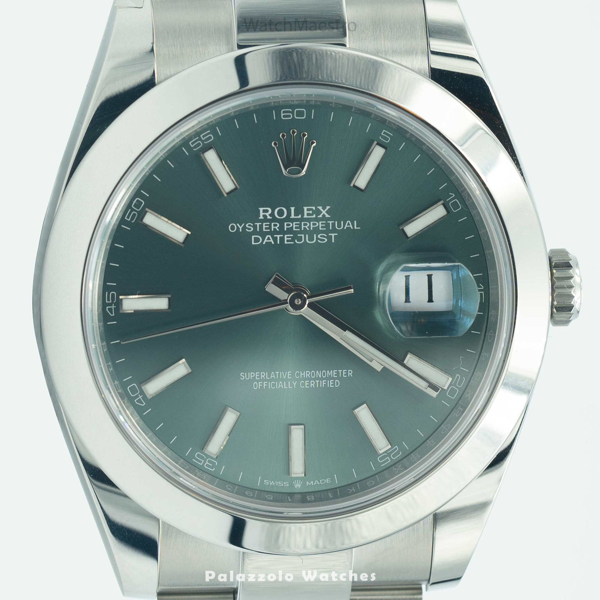 Rolex Datejust 41 Mint Green Dial Oyster Bracelet Ref. 126300 - Palazzolo Watches