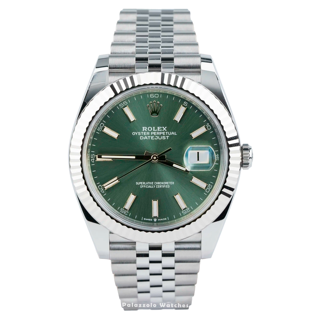 Rolex Datejust 41 Mint Green with Fluted Bezel and Jubilee Bracelet - Palazzolo Watches