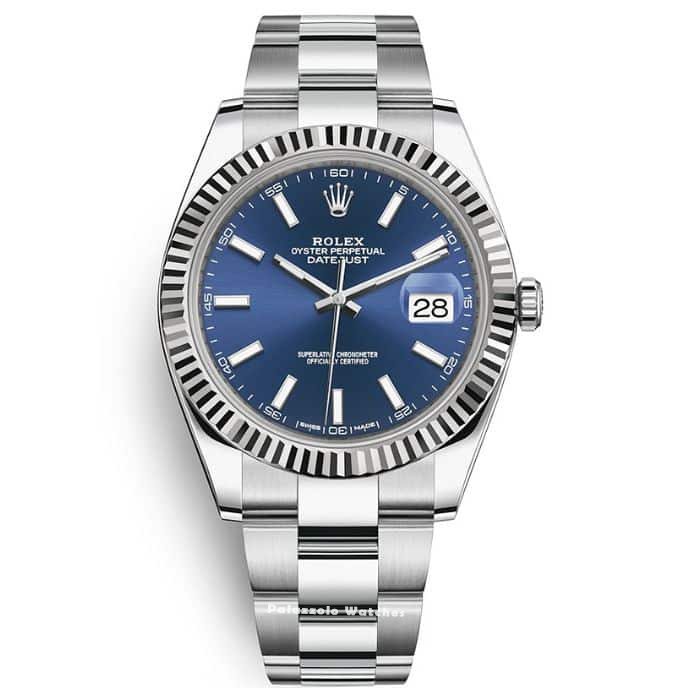 Rolex Datejust 41mm Blue dial with Fluted Bezel & Oyster Bracelet - Palazzolo Watches