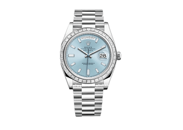 Rolex Day-Date 40 Ice Blue dial with diamonds set 228396TBR - Palazzolo Watches