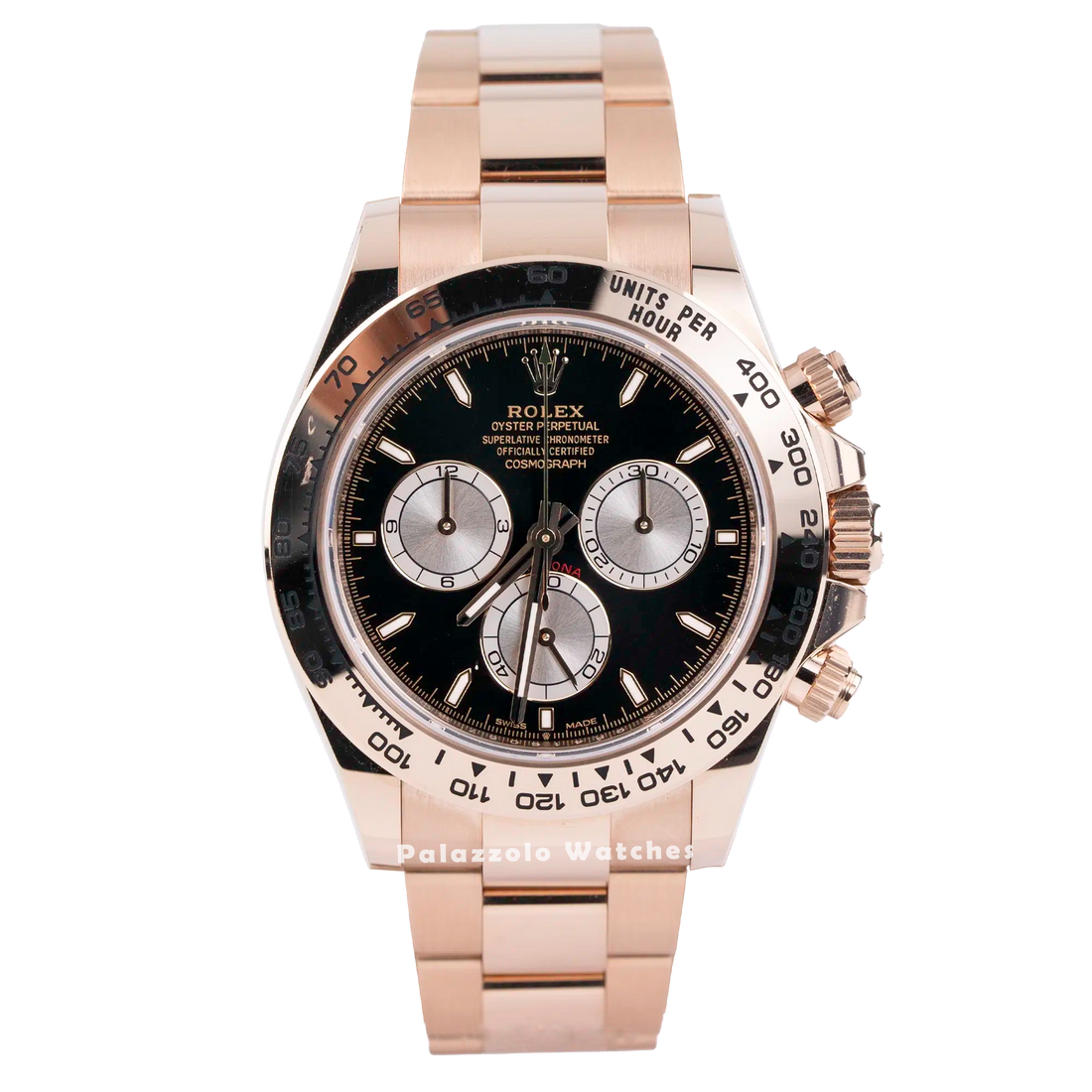 Rolex Daytona Rose Gold Black Dial with Sundust Sub Dials - Palazzolo Watches