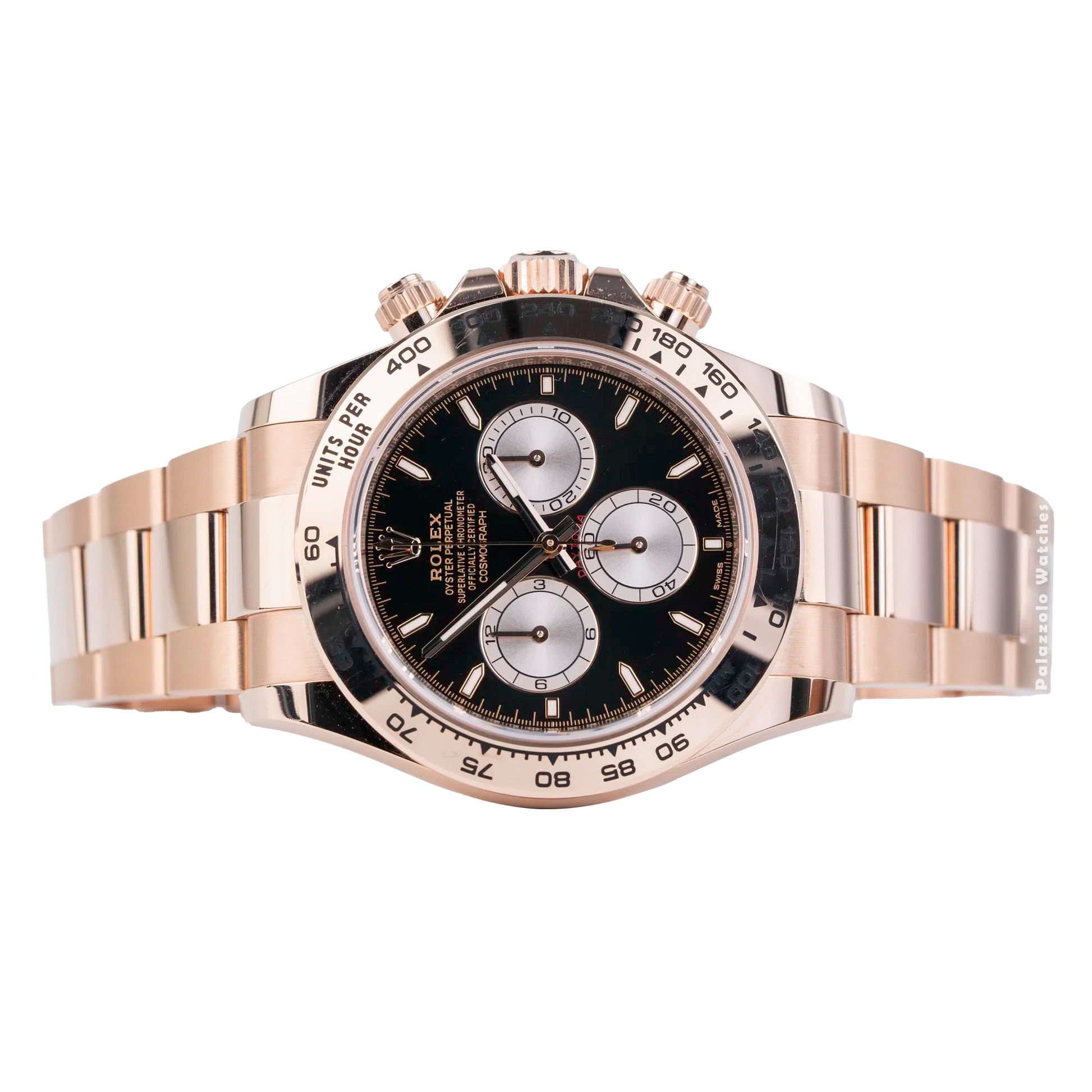 Rolex Daytona Rose Gold Black Dial with Sundust Sub Dials - Palazzolo Watches