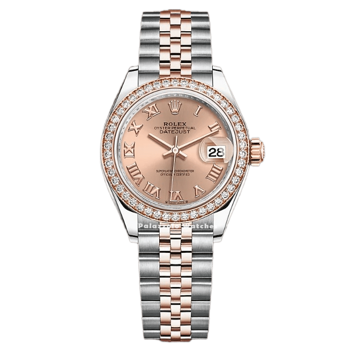 Rolex Lady-Datejust 28 Oystersteel, Everose gold and diamonds  - Palazzolo Watches