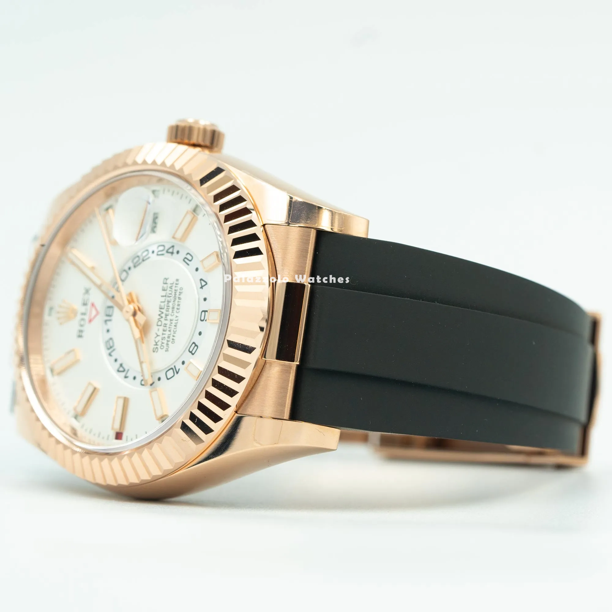 Rolex Sky Dweller Rose Gold with Oysterflex Bracelet & White Dial - Palazzolo Watches
