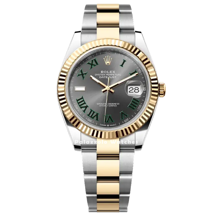 Rolex Datejust 41 Wimbledon with Two Tone Oyster Bracelet & Yellow Gold Fluted Bezel - Palazzolo Watches